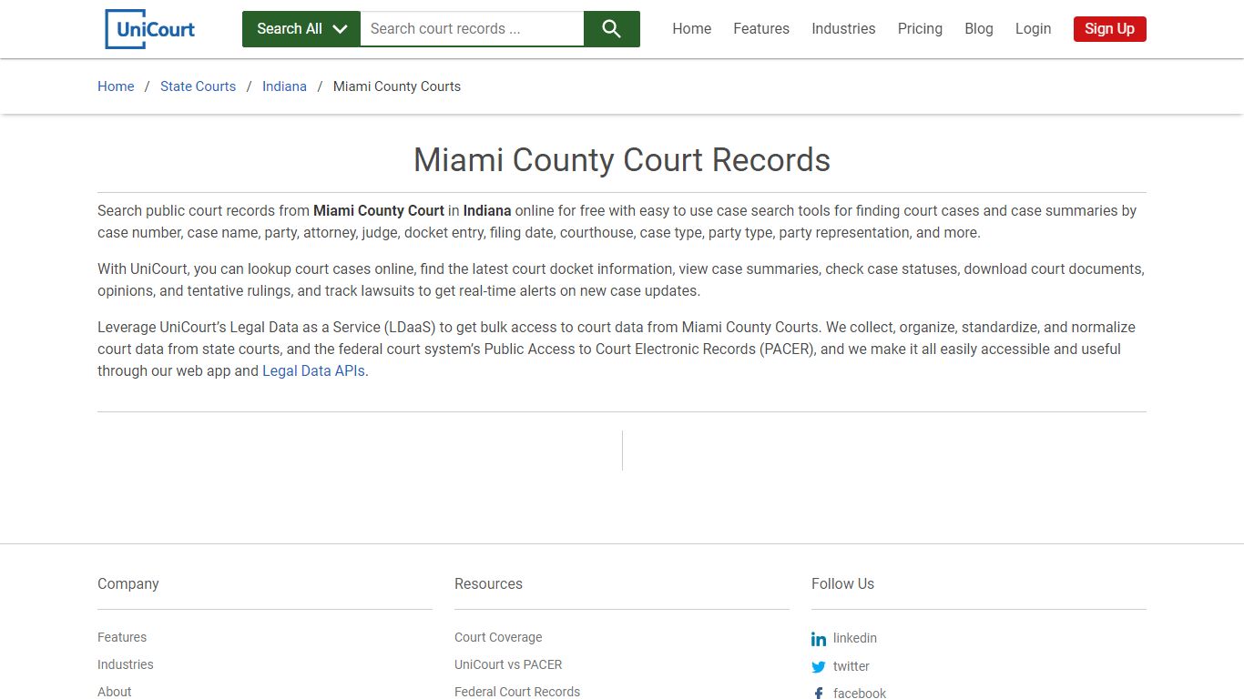 Miami County Court Records | Indiana | UniCourt