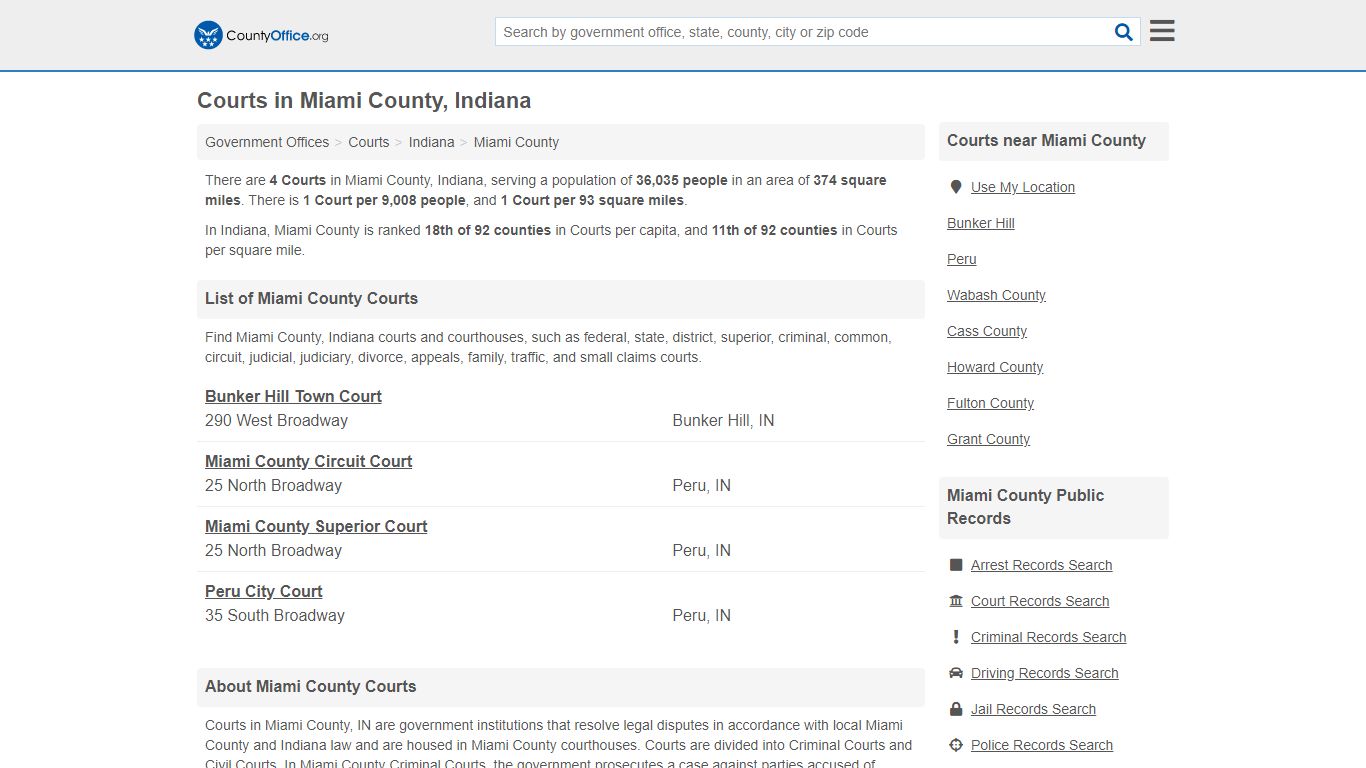 Courts - Miami County, IN (Court Records & Calendars)